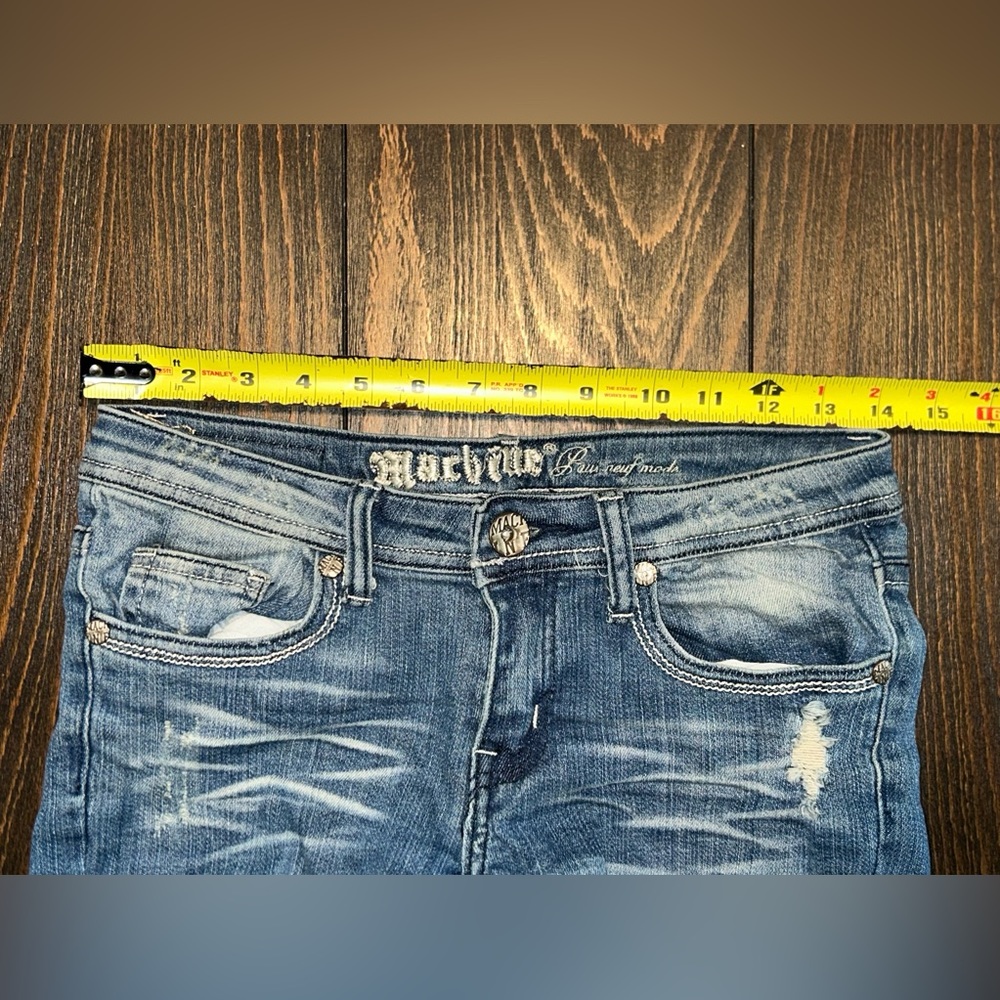 Size 3 junior MACHINE Pour Neuf Mode stretch denim 27x32 Distressed Skinny Jeans - Picture 8 of 11